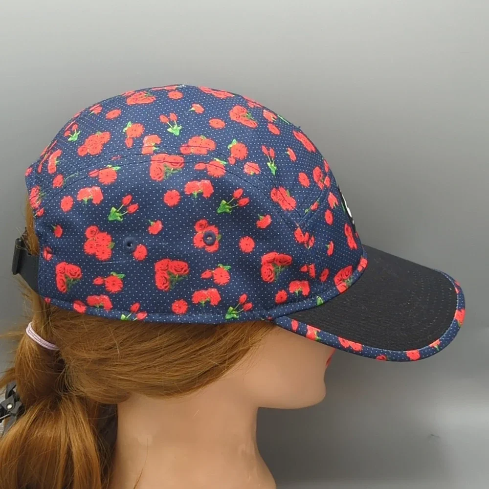 Nike SB 5 Panel Hat Cap OSFM Skateboarding Roses Floral Strapback All Over Print